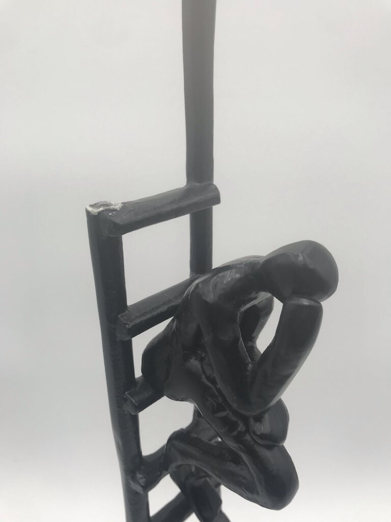 Cast Iron Thinking Man on Ladder