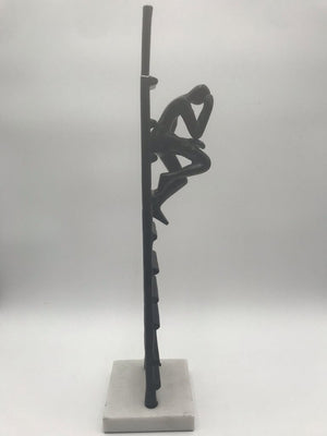 Cast Iron Thinking Man on Ladder