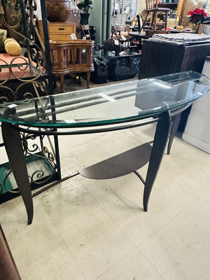 Glass Top Demi Lune Console Table 54x15x29