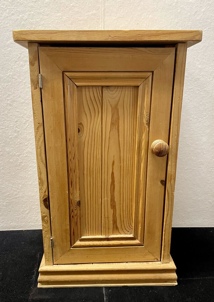 Small Unfinished Natural Pine Accent Table Cabinet