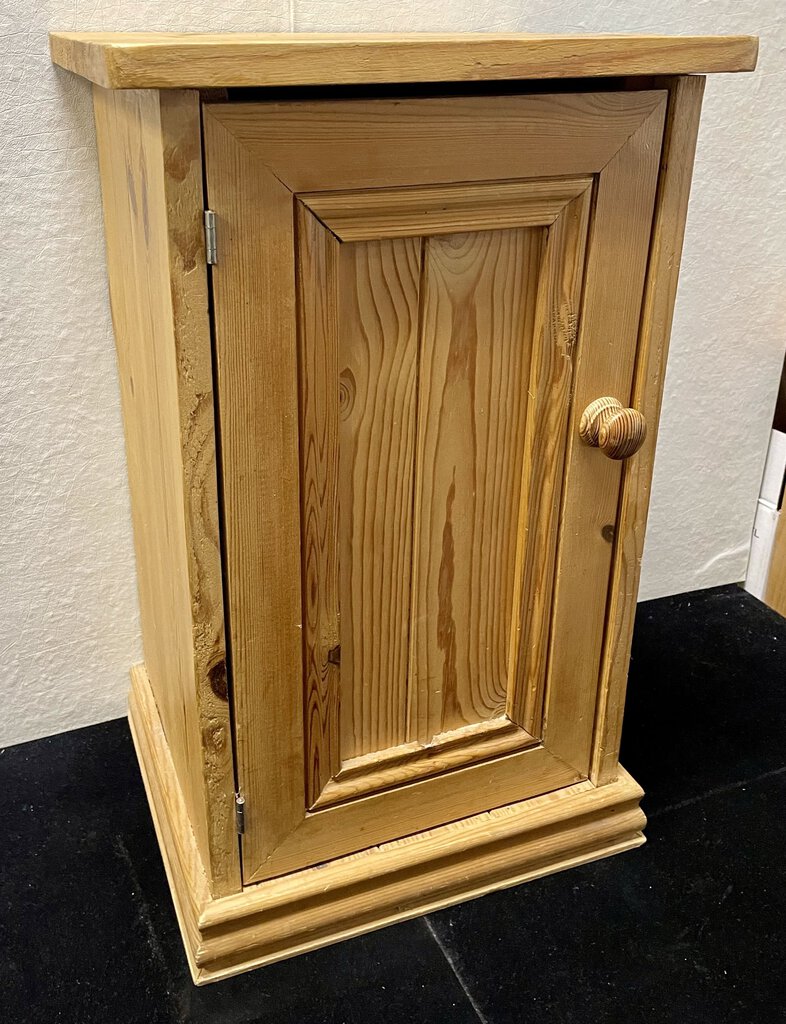 Small Unfinished Natural Pine Accent Table Cabinet