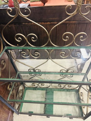 Wrought Iron Glass Shelving Etagere