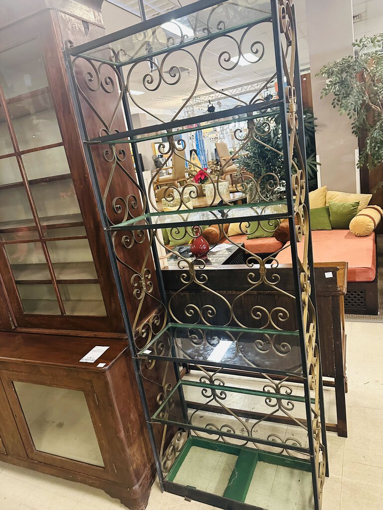 Wrought Iron Glass Shelving Etagere