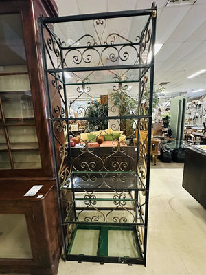 Wrought Iron Glass Shelving Etagere