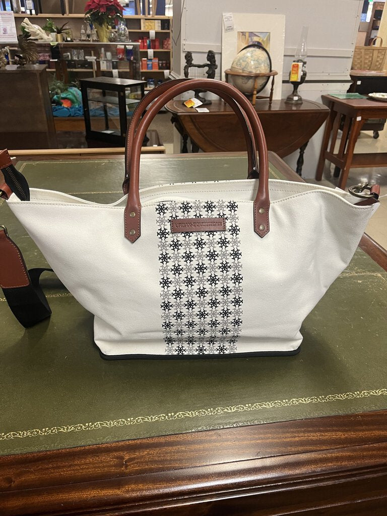 Urban Equestrian Ivory Canvas Tote Medium NEW With Strap by Miss Daisy's Consignment & Auction House