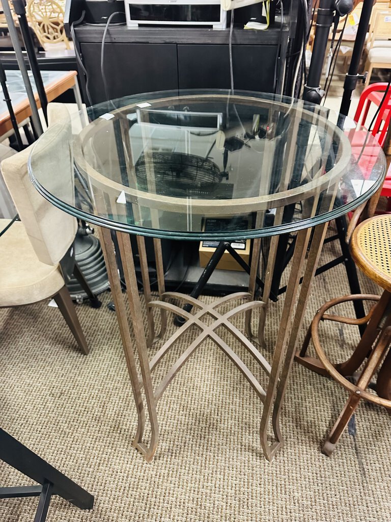 Round Glass Top Bar Table 29.5 x 42" H