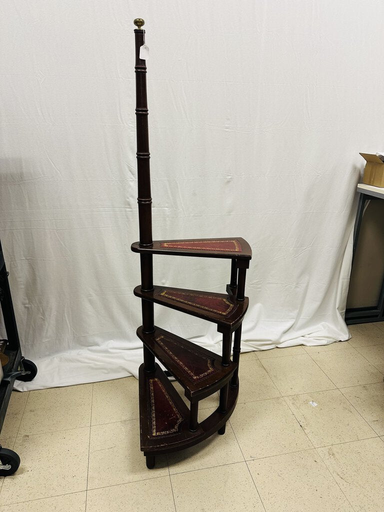 Mahogany Half Spiral Library Ladder 63" H