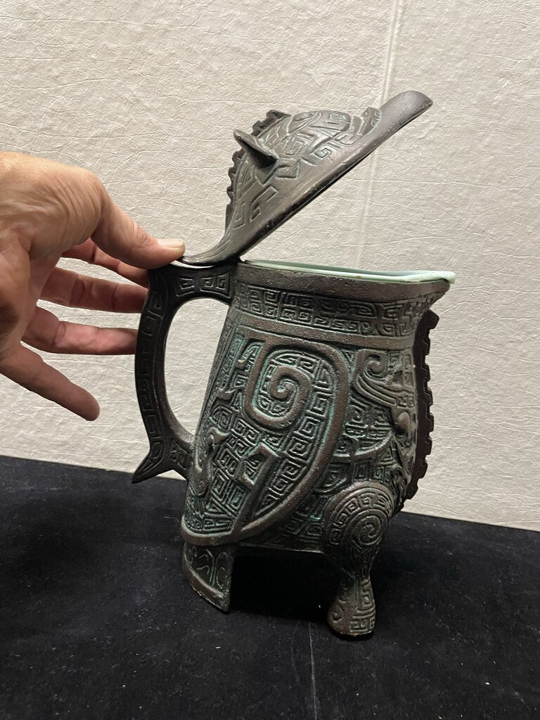 James Mont 1960's Inspired Cast Metal Owl Hinged Pitcher (Reproduction)