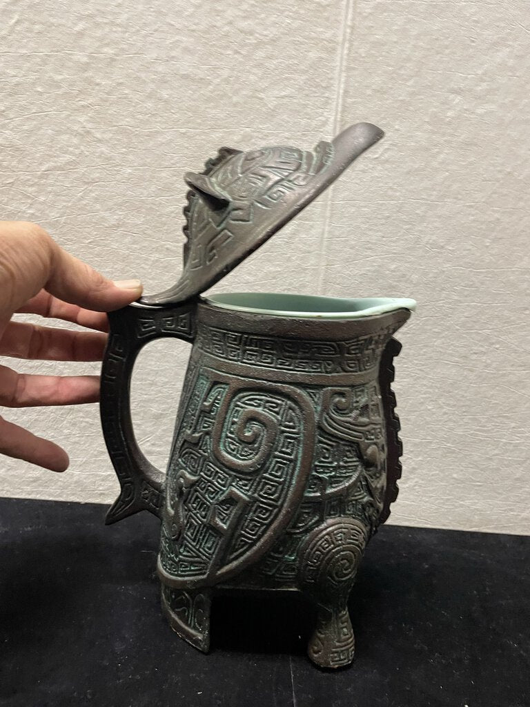 James Mont 1960's Inspired Cast Metal Owl Hinged Pitcher (Reproduction)