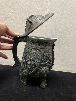 James Mont 1960's Inspired Cast Metal Owl Hinged Pitcher (Reproduction)