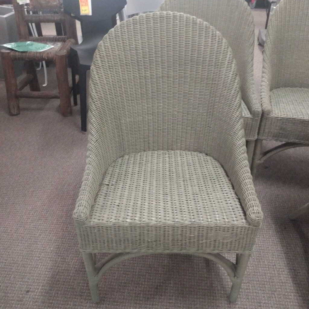 Olive Green Wicker Chairs (set of 4)