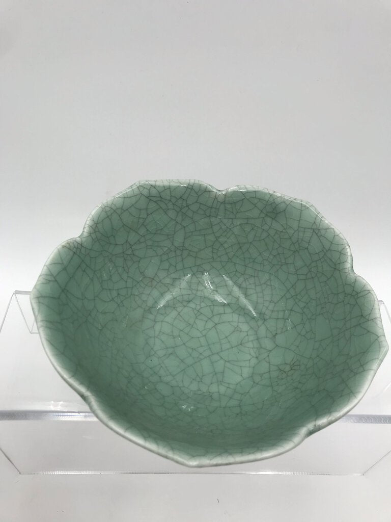 Asian Celadon Crackle Glazed Bowl 8" Diam