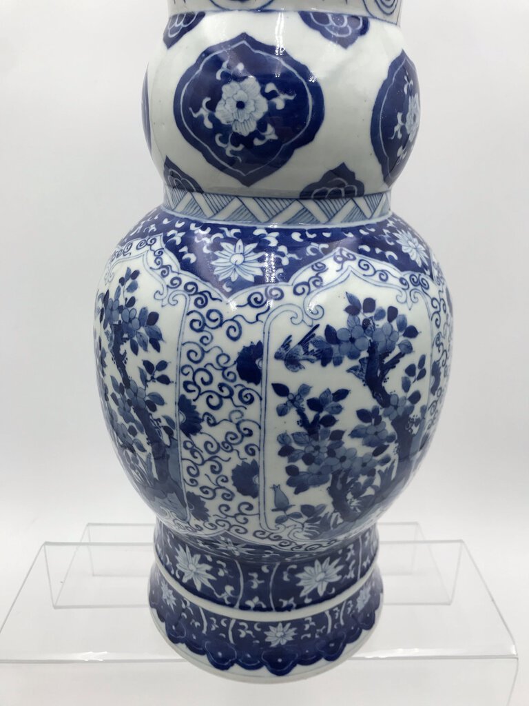 Chinese Blue and White Porcelain Gu Vase 20" Tall