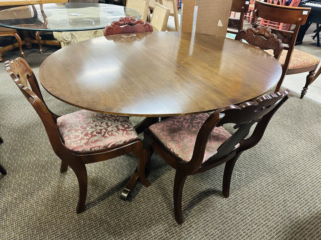 Regency Style Extendable Dining Table + 4 Chairs + 2 Leaves