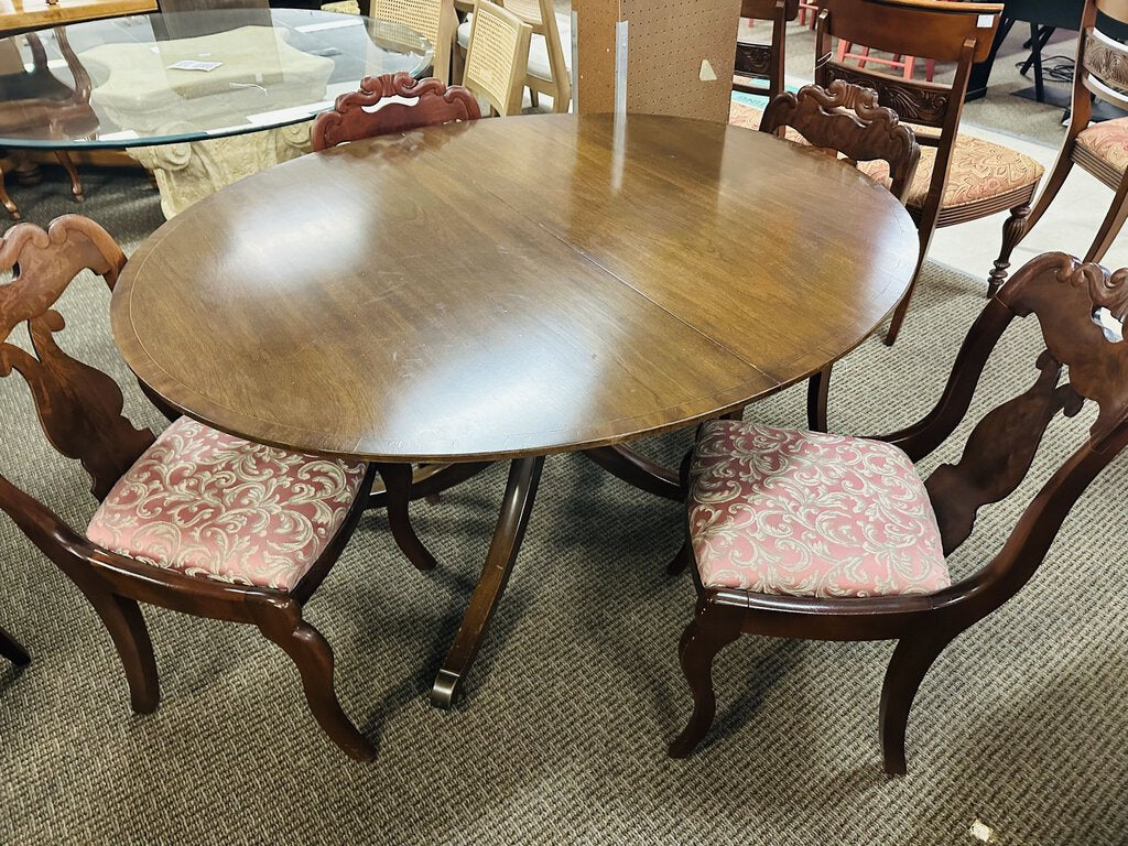 Regency Style Extendable Dining Table + 4 Chairs + 2 Leaves