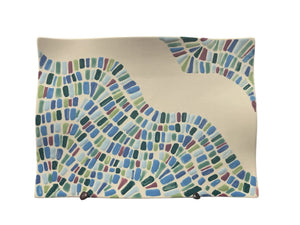 Debo Hand Made and Painted Signed Colorful Brick Pattern Undulating Dish by Miss Daisy's Consignment & Auction House