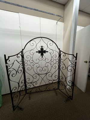 Wrought Iron Scroll Design 3 Panel Screen 80x70" H