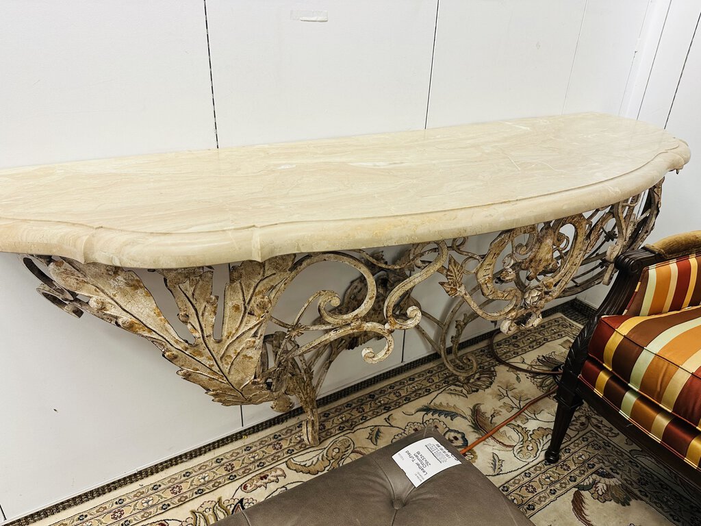 Marble Top Demi Lune Console Table by Miss Daisy's Consignment & Auction House