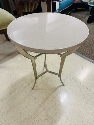 18" Round Stone Top Side Table 23" H