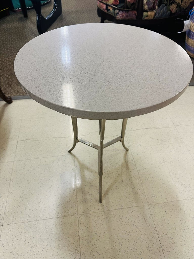 18" Round Stone Top Side Table 23" H