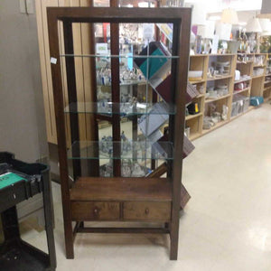 2 Drawer Wood & Glass Etagere