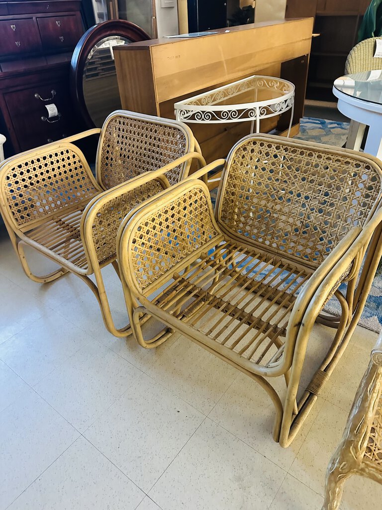 Art Deco Rattan Wicker Chairs(pair)