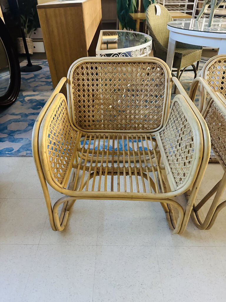 Art Deco Rattan Wicker Chairs(pair)