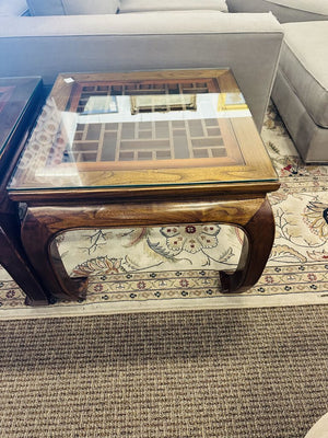 Chinese Square Lattice Top Side Tables (pair)