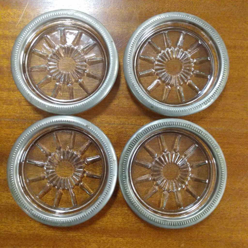 Glass Coaster Sterling Rim - set of 4