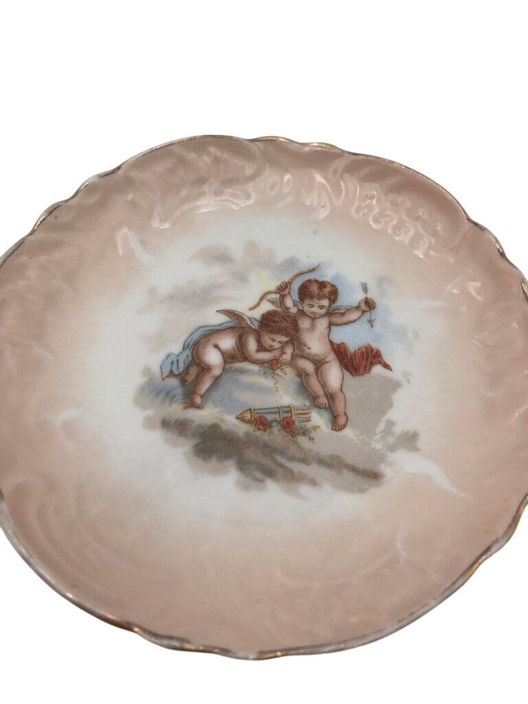 Antique French Porcelain Cupid Plate Set (5) by Miss Daisy's Consignment & Auction House