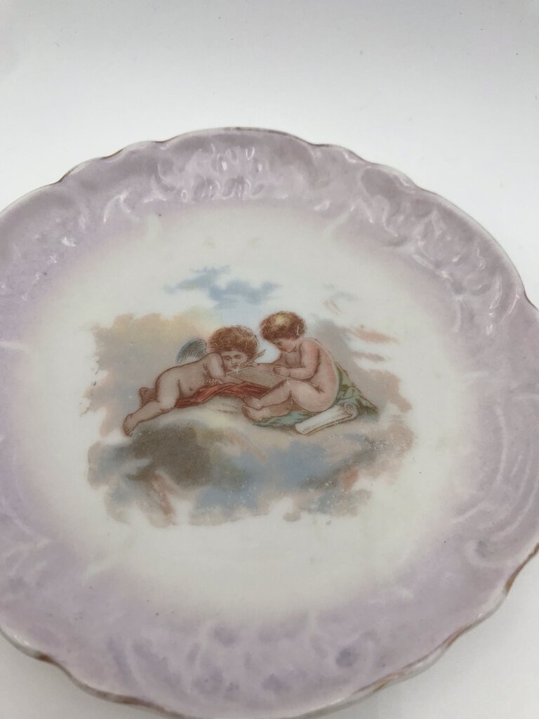 Antique French Porcelain Cupid Plate Set (5)