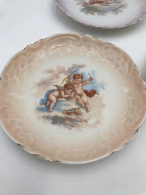 Antique French Porcelain Cupid Plate Set (5)