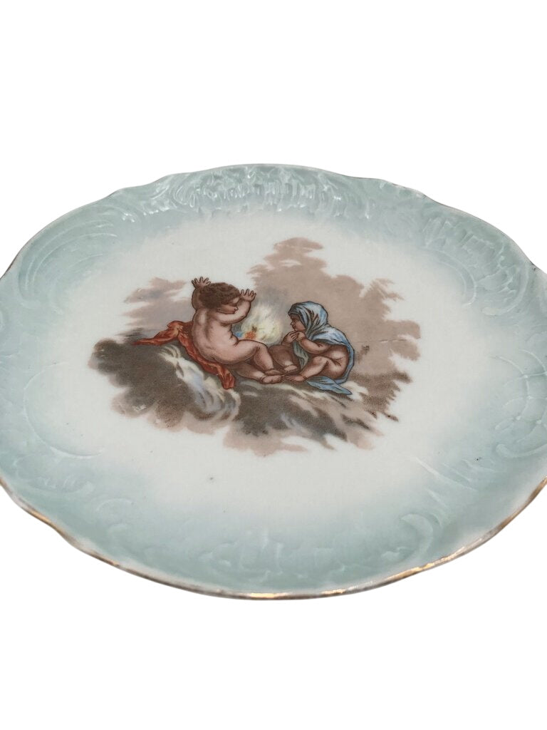 Antique French Porcelain Cherub Plate Set (9) by Miss Daisy's Consignment & Auction House