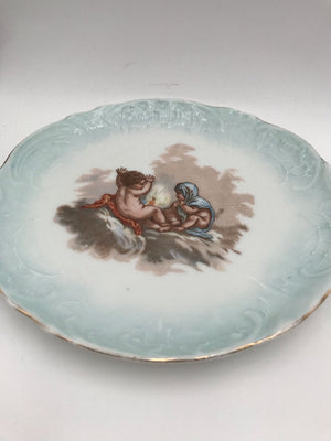 Antique French Porcelain Cherub Plate Set (9)