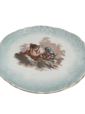 Antique French Porcelain Cherub Plate Set (9) by Miss Daisy's Consignment & Auction House