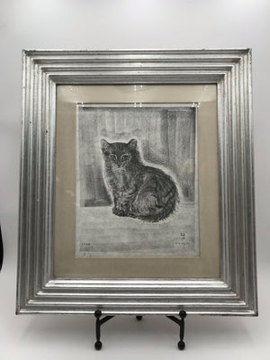 Tsuguharu Foujita "Chat Assis" Cat Lithograph 18x21