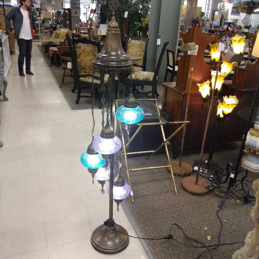 Turkish Moroccan 5 Light Floor Lamp (Damaged Globe)