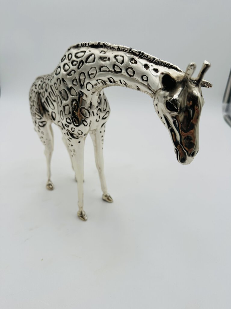 Claudio Rodriguez Silver Plated Giraffe Sculpture 10".5 H