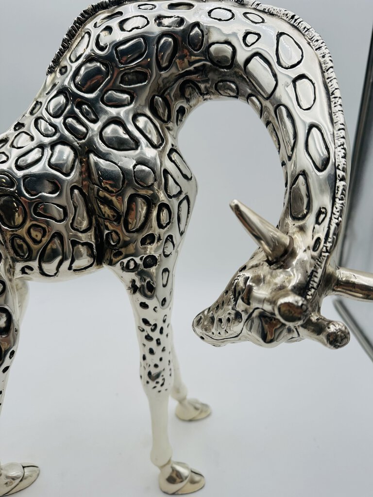 Claudio Rodriguez Silver Plated Giraffe Sculpture