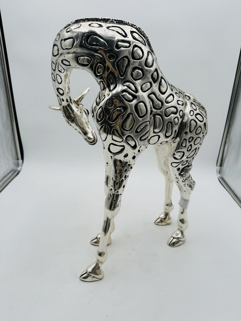 Claudio Rodriguez Silver Plated Giraffe Sculpture