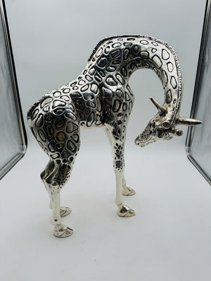 Claudio Rodriguez Silver Plated Giraffe Sculpture