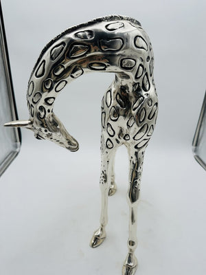 Claudio Rodriguez Silver Plated Giraffe Sculpture