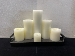 Black Cast Metal Handled Candle Display w/ 6 Pcs Set of Candles