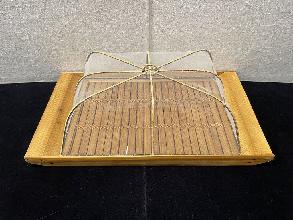 Bamboo Cane Mesh Net Lidded Serving Tray