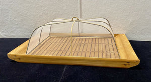 Bamboo Cane Mesh Net Lidded Serving Tray