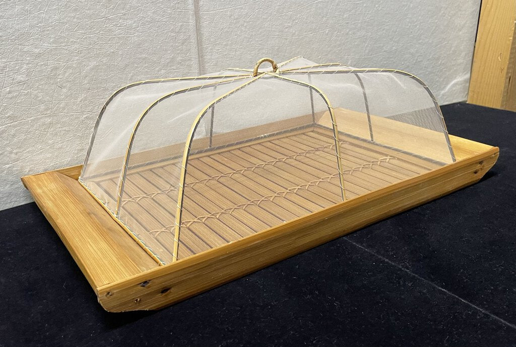 Bamboo Cane Mesh Net Lidded Serving Tray