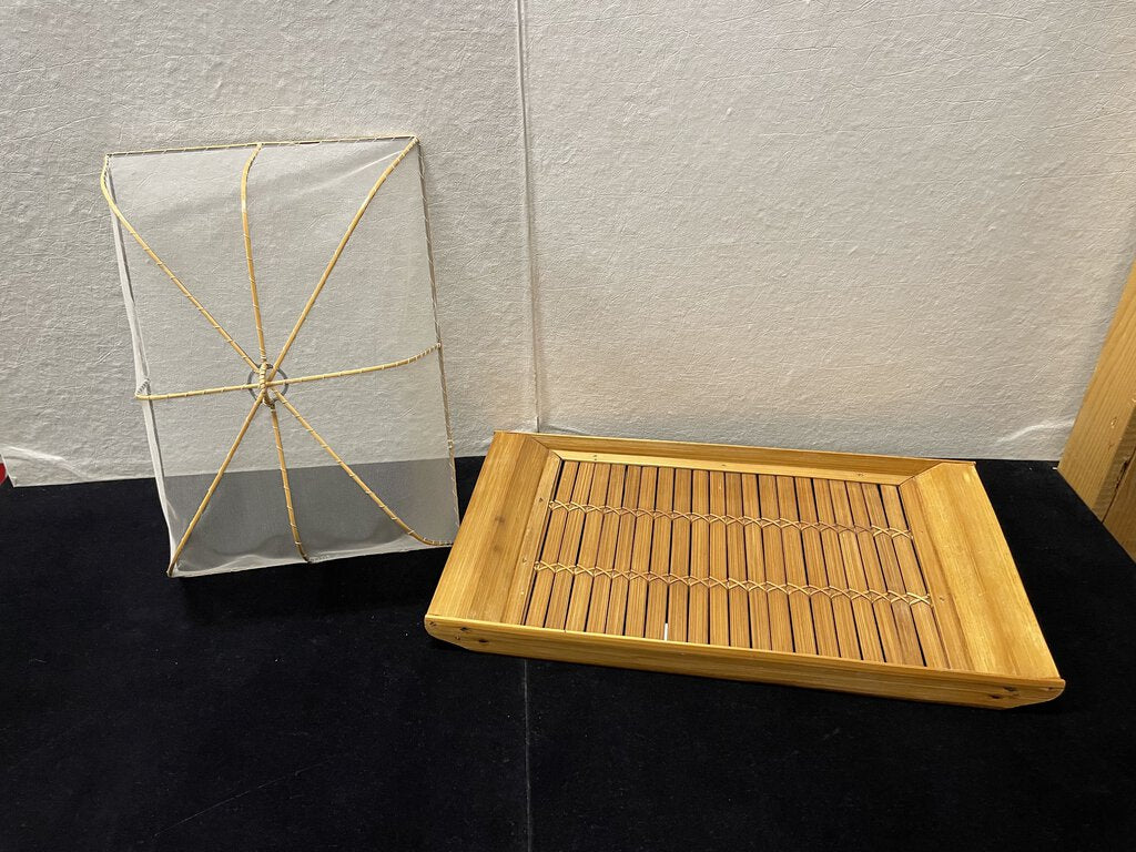 Bamboo Cane Mesh Net Lidded Serving Tray