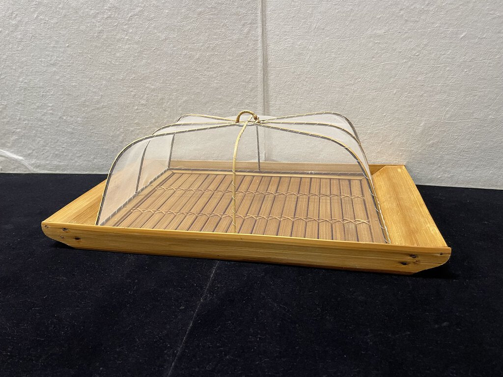 Bamboo Cane Mesh Net Lidded Serving Tray