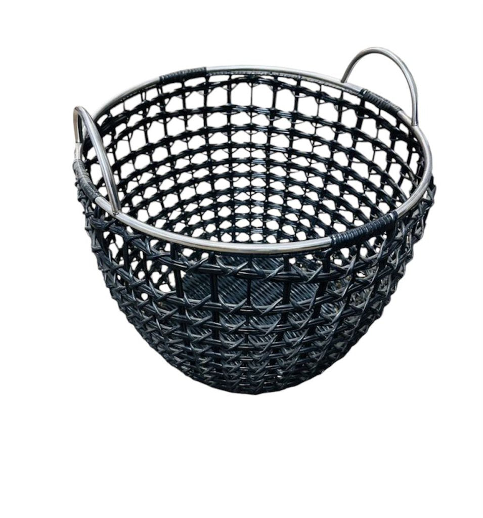 Wicker Basket With Chrome Linings