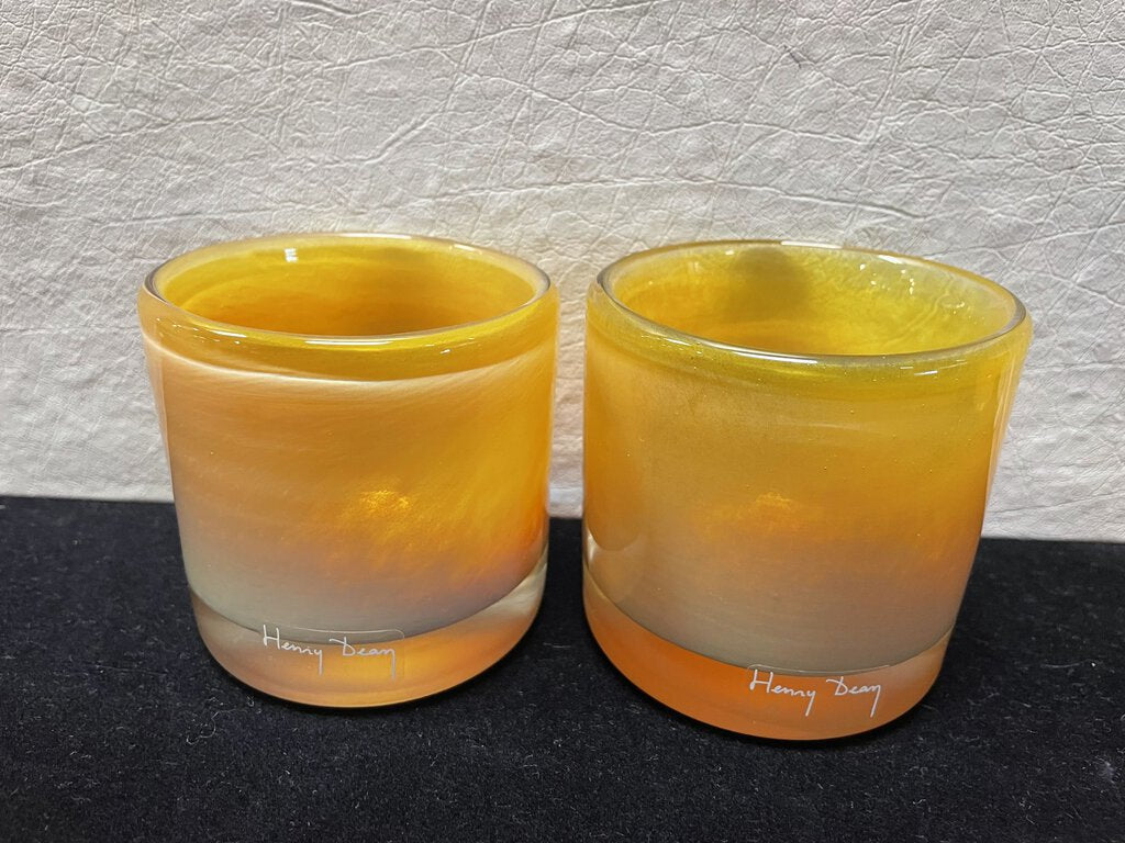 Henry Dean Heavy Blown Glass Votive Holders (PAIR)